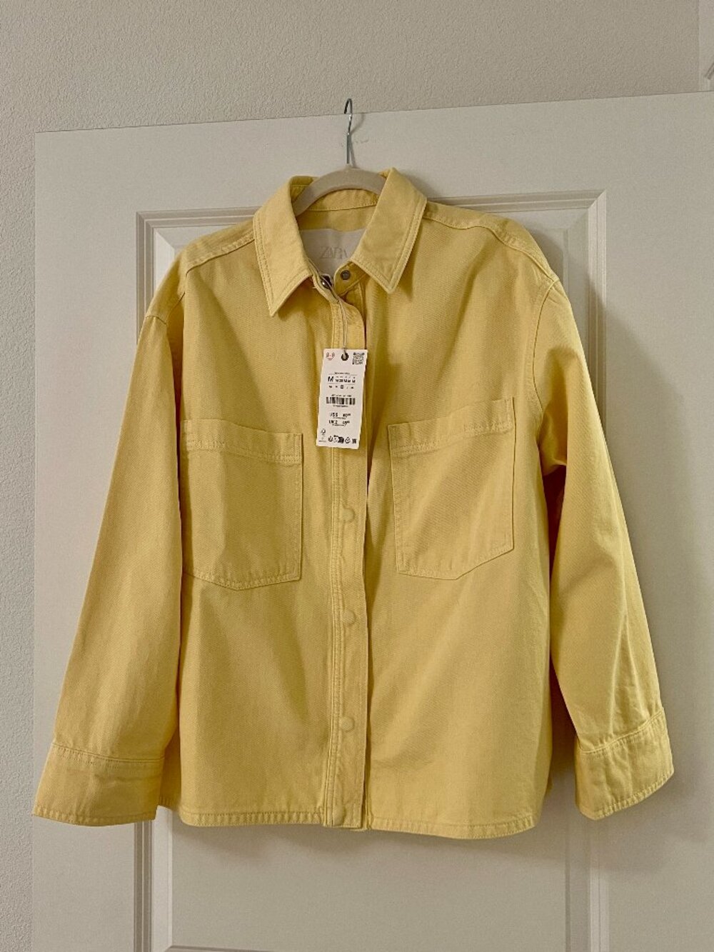 Zara Butter Yellow Denim Overshirt Shirt Jacket, NEW